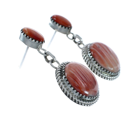Native American Oyster Shell Sterling Silver Post Dangle Earrings X10410